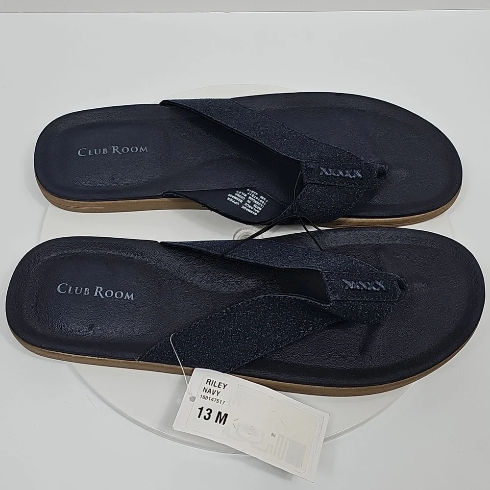 Club Room Riley Flip Flop Sandals Navy Comfort Thong Slides 13M NWT Beach Resort